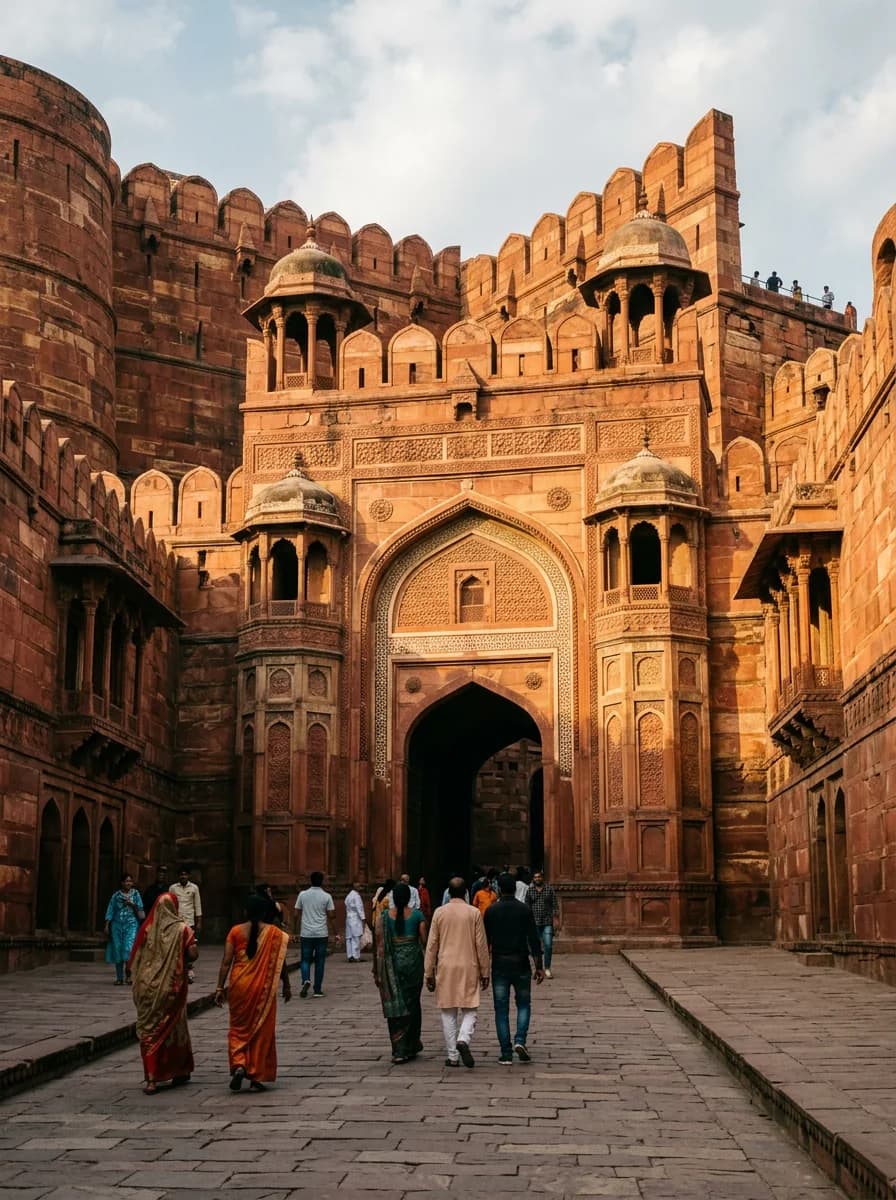 Murallas de arenisca roja del Fuerte de Agra