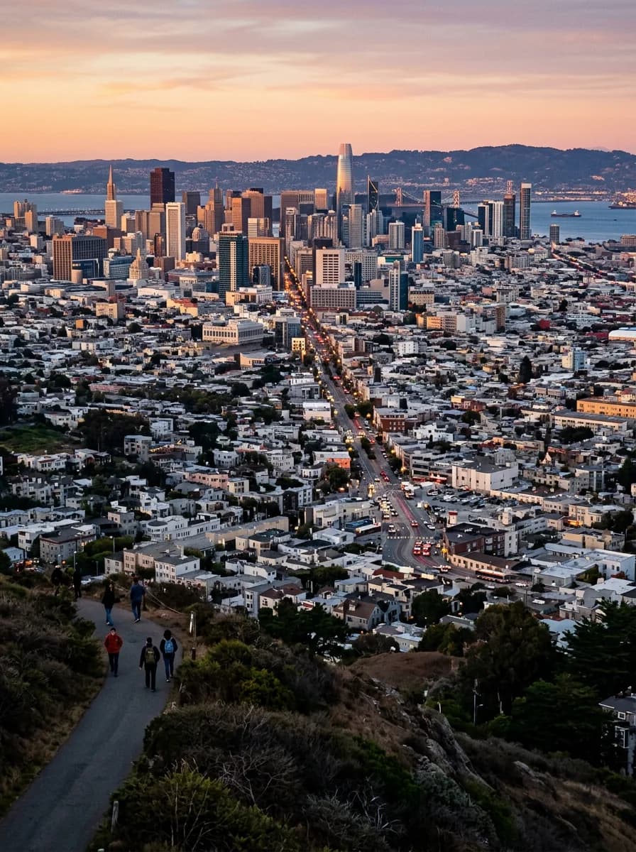 Vista de San Francisco desde Twin Peaks al atardecer